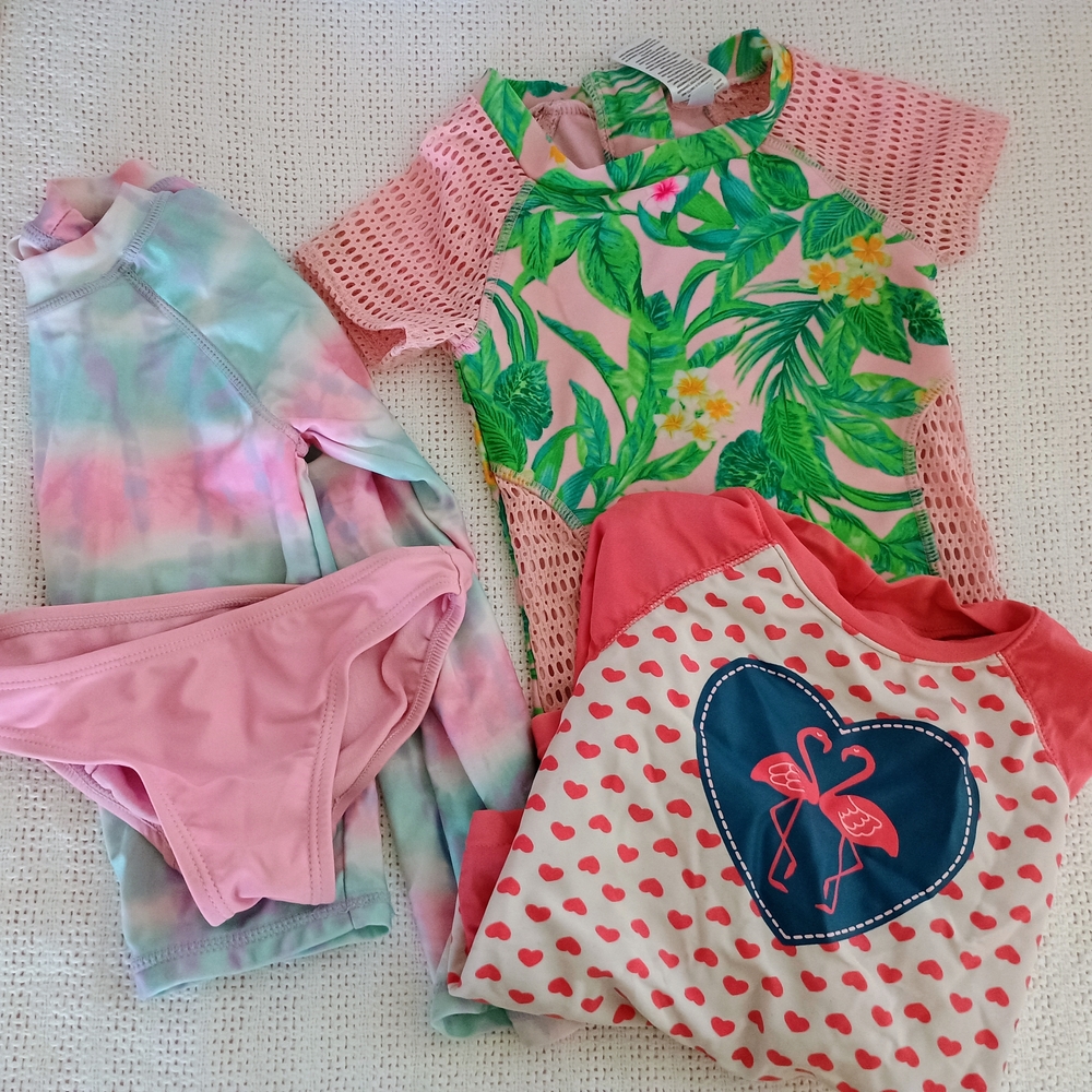 Kids Swimwear Set - Pink, Green, and Multicolor